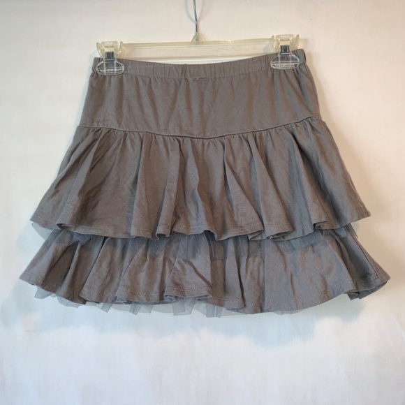 Gymboree Gray Cotton Ruffle/ Tuille Trim Skirt Size 12 - Picture 4 of 5